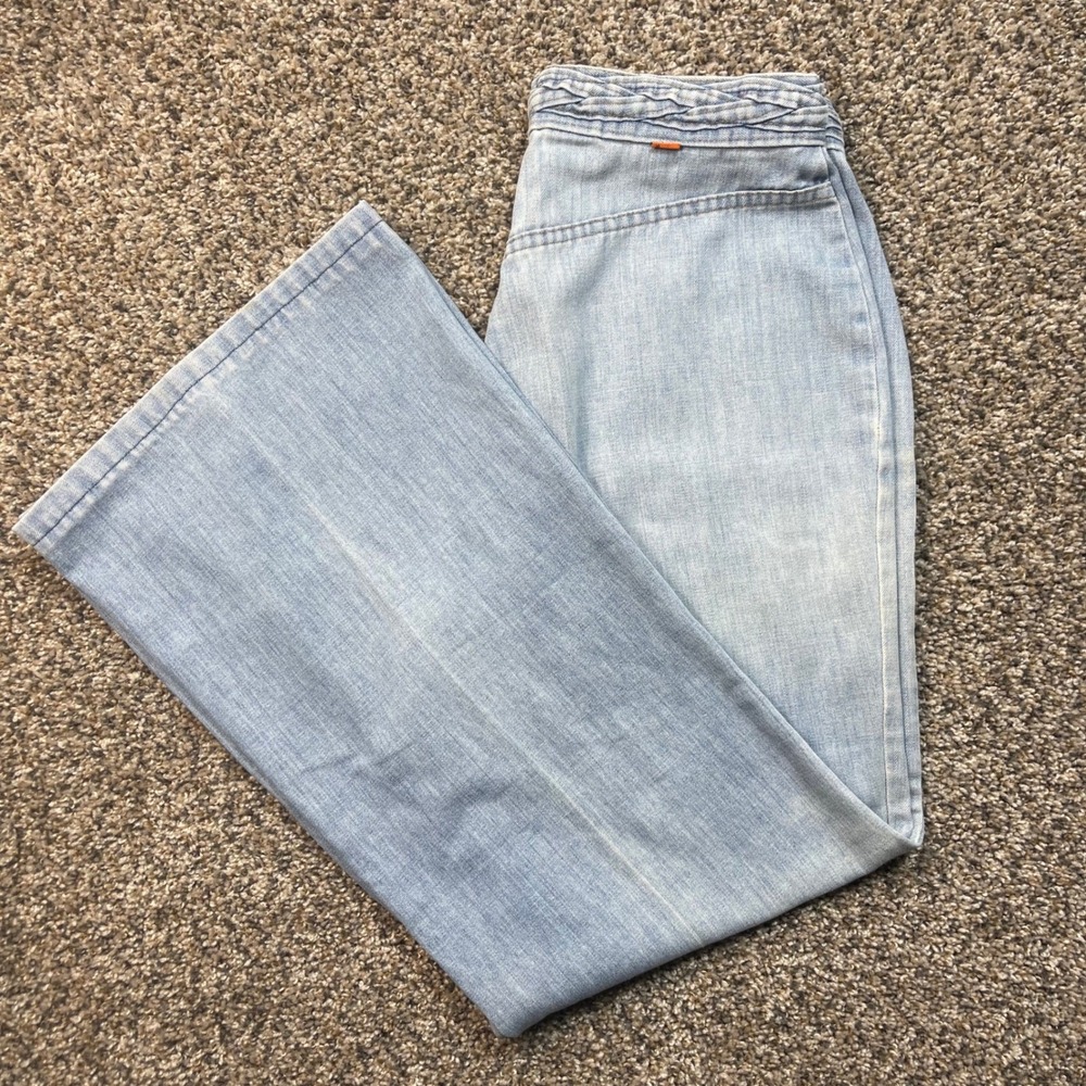 Vintage Levi's Women's 26x28 Orange Tab Flare Jeans Wide Leg Braided Waist 80s